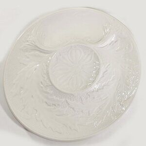 Italian Vintage PV 4 Majolica Cream Artichoke/Oyster Plates Floral Embossed 9"